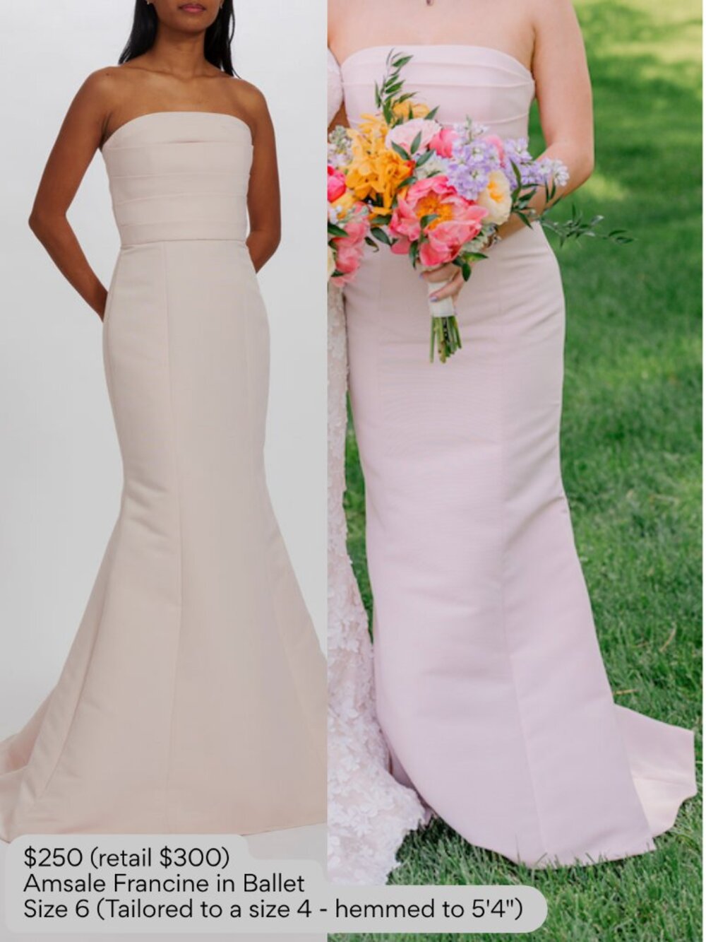 Amsale "Francine" Strapless Faille Bridesmaid Dress - Ballet (Pink)